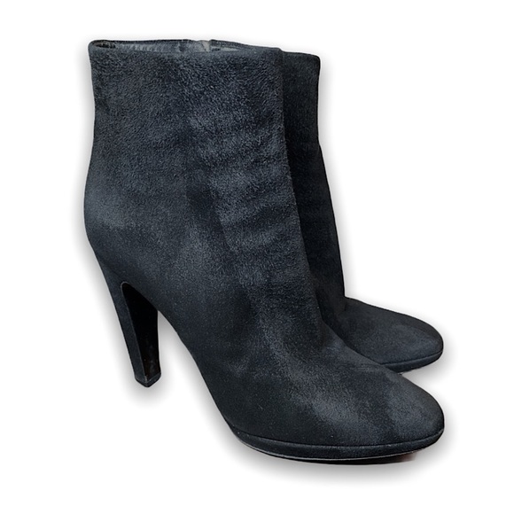 PRADA classic arc heeled ankle booties size 8 1/2 zippers suede timeless - Picture 13 of 13